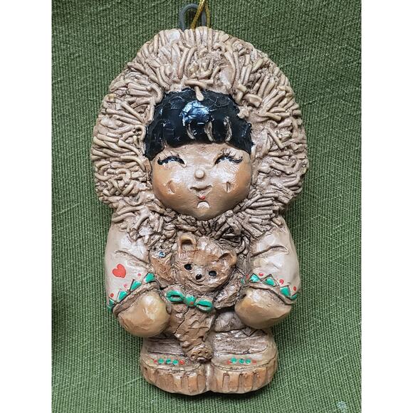 Vintage Child Eskimoppets Handmade & Painted Christmas Ornament Made in Alaska - Picture 5 of 9